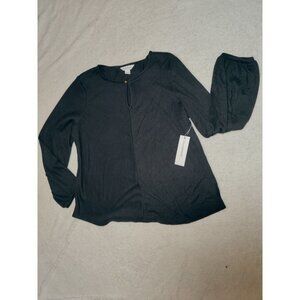 Liz Claiborne Black Keyhole Balloon Sleeve Lightweight Pullover Sweater XXL NWT